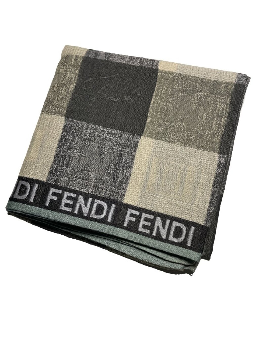 Vintage Fendi Cotton Logo Check Scarf
